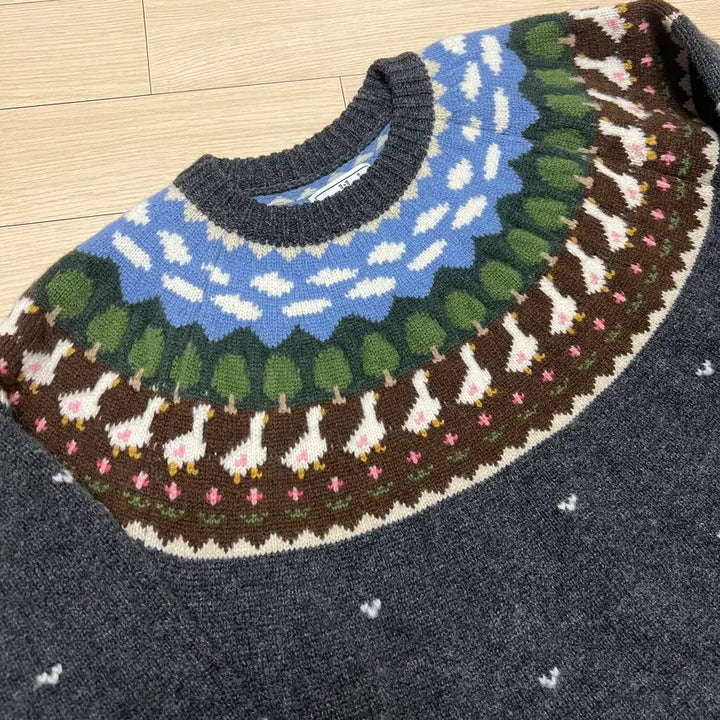 [BUNJANG] Unlikely Fair Isle Duck Knit Sweater / [M] 언라이클리 페어 아일 덕 니트 스웨터