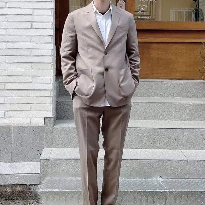 [BUNJANG] MONOSEWING (formerly HANCE) Wool Gabardine Setup Dusty Beige Size 50 Blazer + Trousers / 모노소잉(구 핸스) 울 개버딘 셋업 더스티베이지 50 (블레이저+슬랙스)