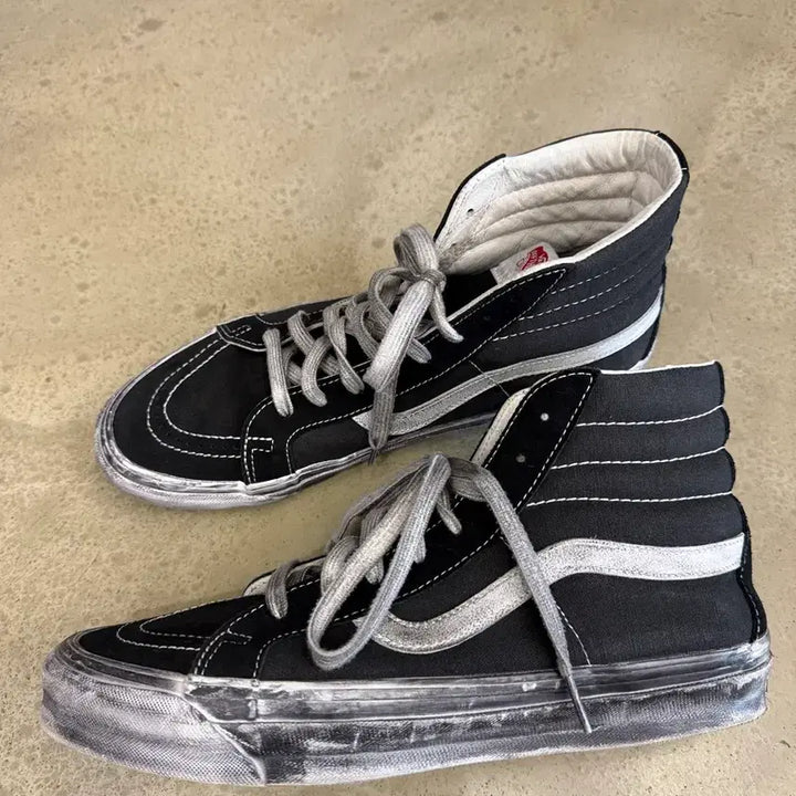 [BUNJANG] Vans Vault Vintage Black High Top Sneakers / 반스 볼트 빈티지 블랙 하이 285