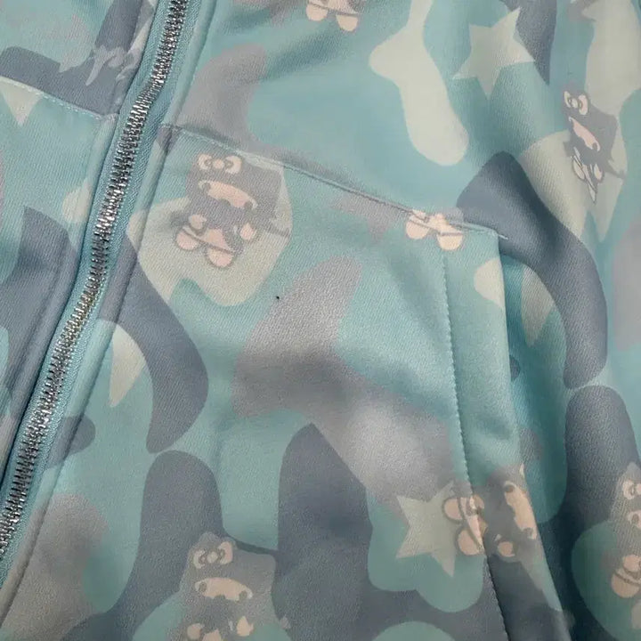 [BUNJANG] Hello Kitty Camo Hooded Zip-Up M / 헬로키티 카모 후드집업 M  / 미착용 하자상품