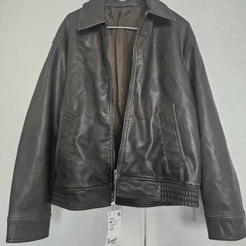 [BUNJANG] SPAO Washed Leather Blouson Jacket / 스파오 가죽자켓 레더 워싱 블루종