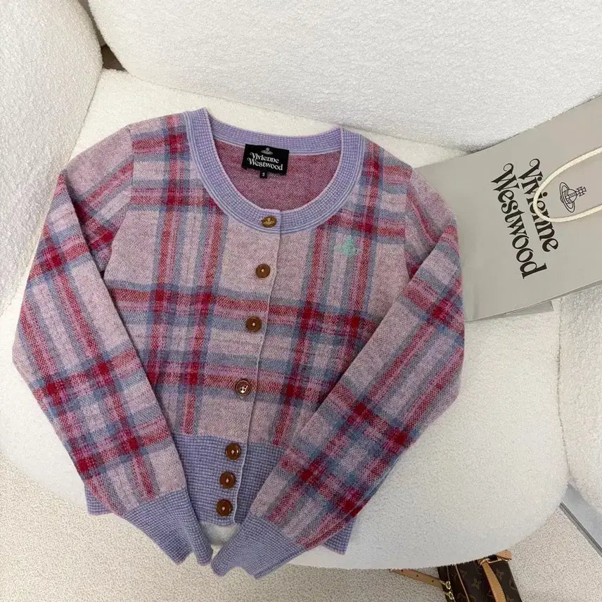 [BUNJANG] Vivienne Westwood Multi Color Plaid Cardigan / 국내매장 정품 비비안웨스트우드 멀티 컬러 플래드 가디건