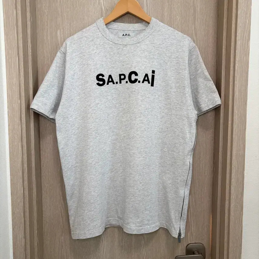 [BUNJANG] A.P.C. x Sacai Collaboration Side Zip Short Sleeve T-Shirt (M) / APC Sacai 콜라보 사이드집업 반팔티M/멜란지