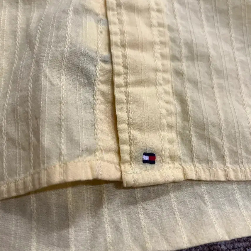 [BUNJANG] Tommy Hilfiger Yellow Striped Short Sleeve Shirt M / 타미힐피거 옐로우 스트라이프 반팔 셔츠 M