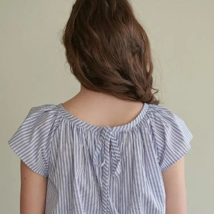 [BUNJANG] Time Thyme Filleteau Stripe Blouse &amp; Banding Flare Skirt Set / 타임 thyme 필레토 블라우스&amp;밴딩 플레어 스커트 세트 (스트라이프)