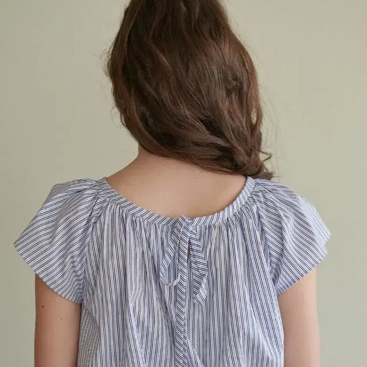[BUNJANG] Time Thyme Filleteau Stripe Blouse &amp; Banding Flare Skirt Set / 타임 thyme 필레토 블라우스&amp;밴딩 플레어 스커트 세트 (스트라이프)