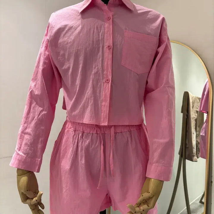 [BUNJANG] Pink Shirt and Shorts Set / 핑크색 셔츠 반바지 세트