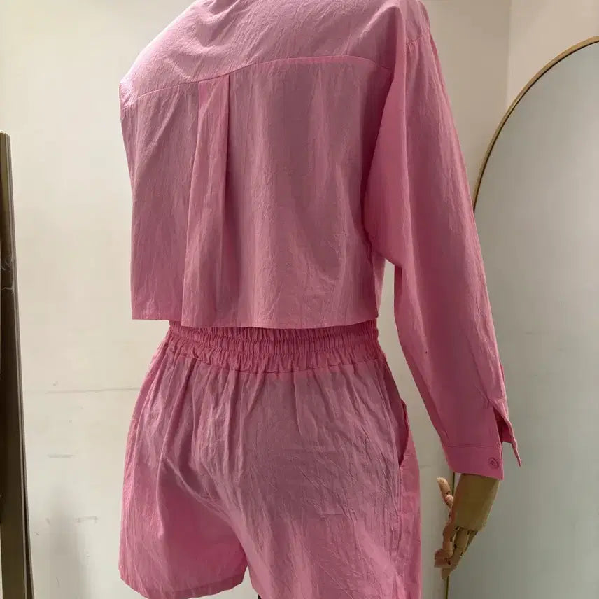 [BUNJANG] Pink Shirt and Shorts Set / 핑크색 셔츠 반바지 세트