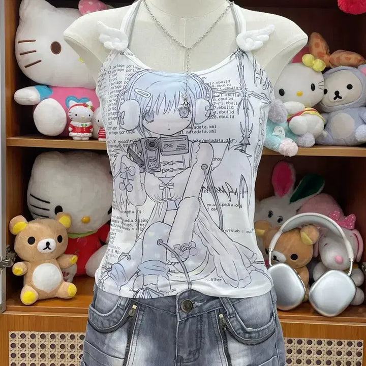 [BUNJANG] Kangtop Daily Wing Decor Camisole (4 Designs) / 서브컬처 양산형 애니 캉탑 데일리 날개 장식 나시(4종)