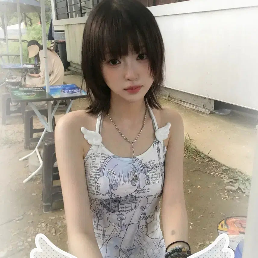 [BUNJANG] Kangtop Daily Wing Decor Camisole (4 Designs) / 서브컬처 양산형 애니 캉탑 데일리 날개 장식 나시(4종)