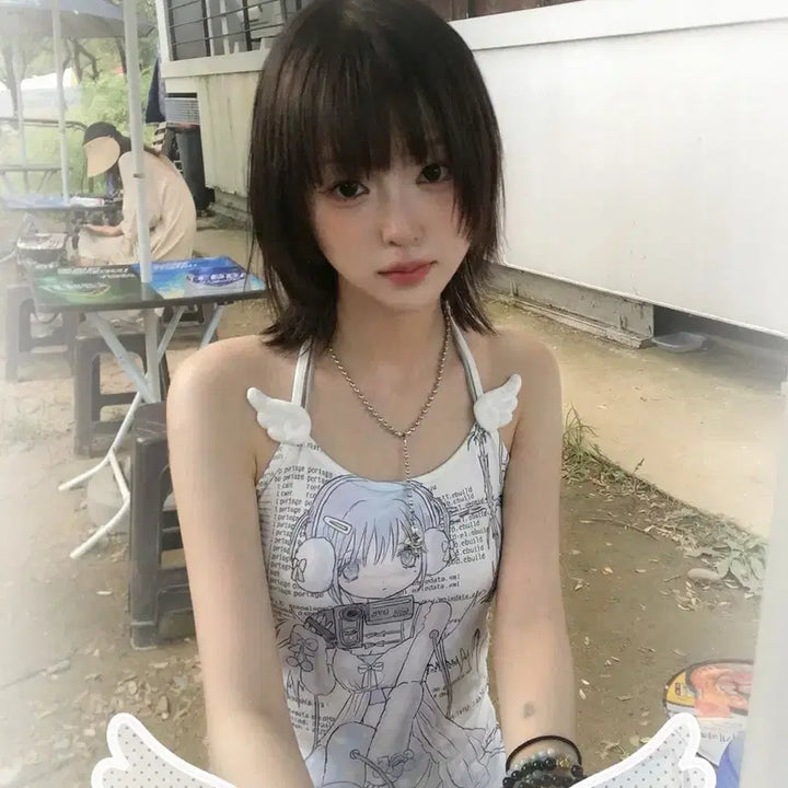 [BUNJANG] Kangtop Daily Wing Decor Camisole (4 Designs) / 서브컬처 양산형 애니 캉탑 데일리 날개 장식 나시(4종)