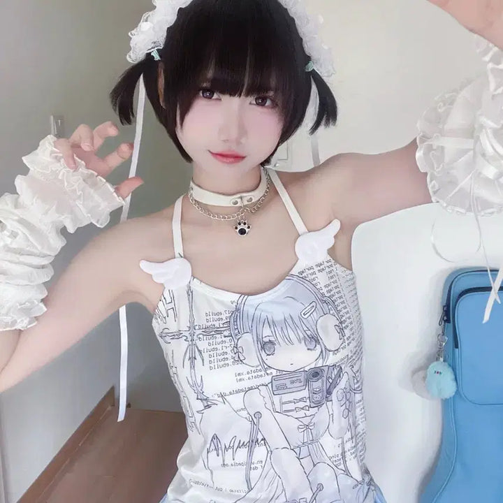 [BUNJANG] Kangtop Daily Wing Decor Camisole (4 Designs) / 서브컬처 양산형 애니 캉탑 데일리 날개 장식 나시(4종)