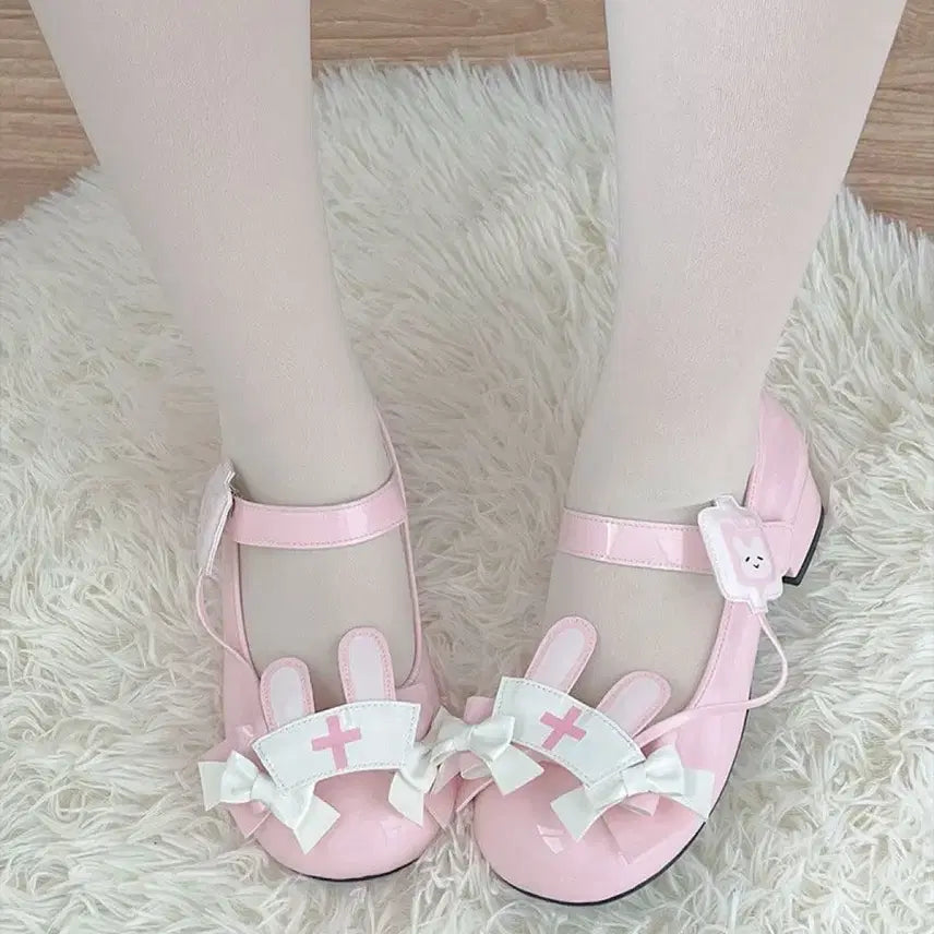 [BUNJANG] Rabbit Ear Lolita Mary Jane Shoes - Pink / 토끼귀 로리타 슈즈 핑크 메리제인 달콤한 데일리 구두(5컬러)