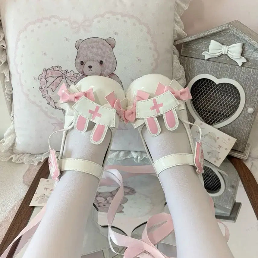 [BUNJANG] Rabbit Ear Lolita Mary Jane Shoes - Pink / 토끼귀 로리타 슈즈 핑크 메리제인 달콤한 데일리 구두(5컬러)