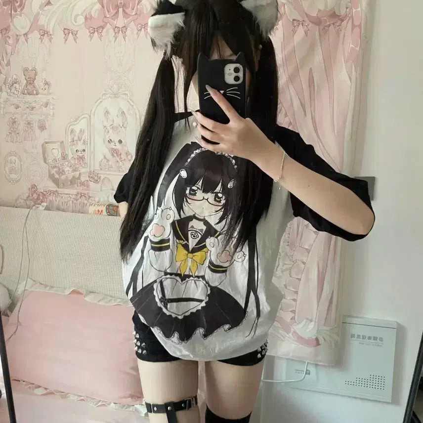 [BUNJANG] Anime Print T-Shirt / 서브컬처 애니메이션 프린트 티셔츠