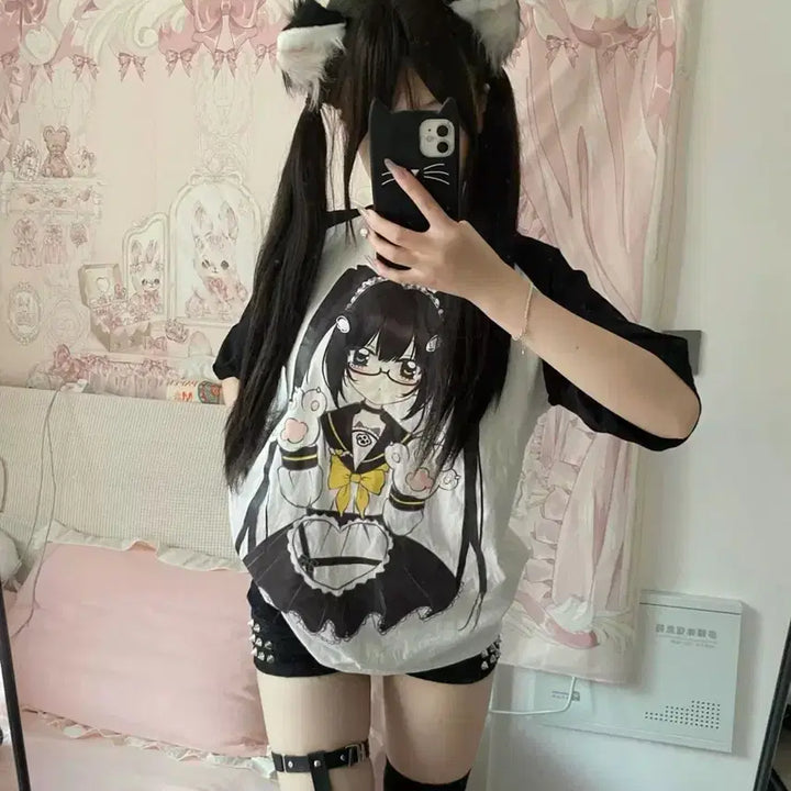 [BUNJANG] Anime Print T-Shirt / 서브컬처 애니메이션 프린트 티셔츠