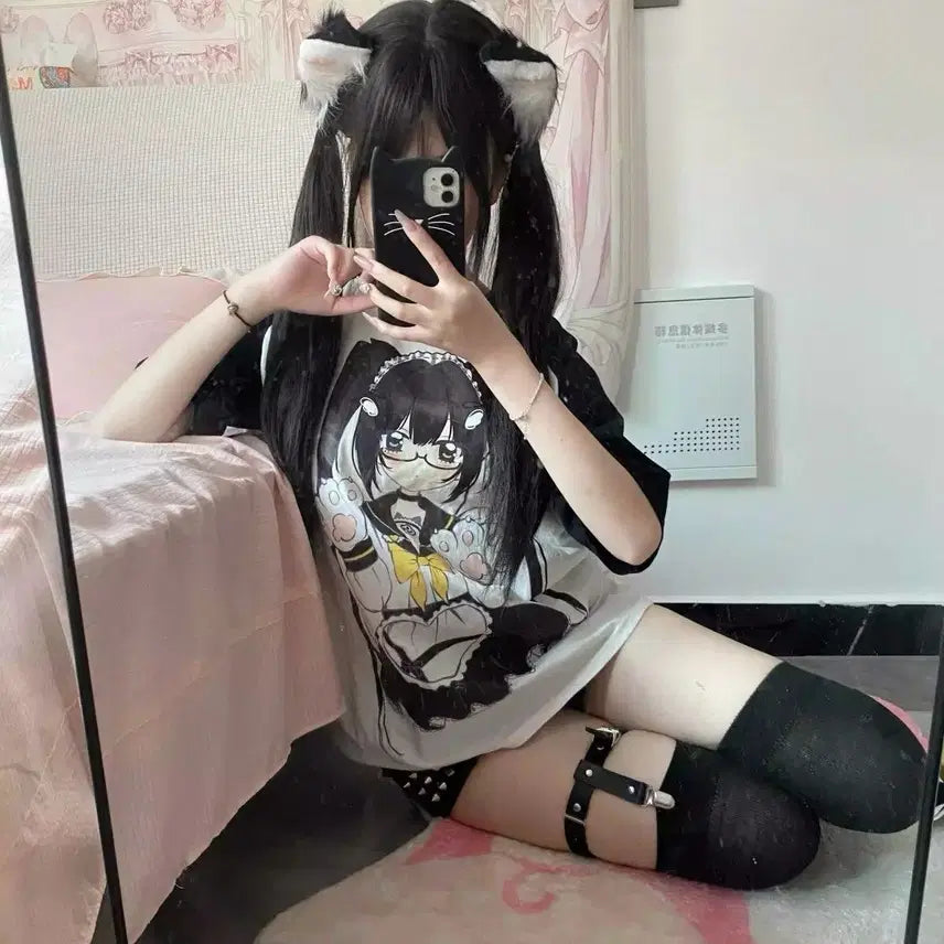 [BUNJANG] Anime Print T-Shirt / 서브컬처 애니메이션 프린트 티셔츠