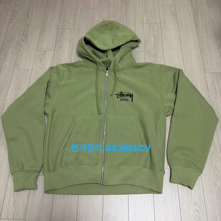 [BUNJANG] Stussy Seoul Hooded Zip-Up Olive Khaki M / M/정품) 스투시 서울 후드집업 올리브카키
