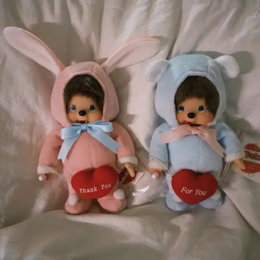 [BUNJANG] Monchhichi Bear/Rabbit Plush Set / 고전 몬치치 (곰 /토끼) 팝니다