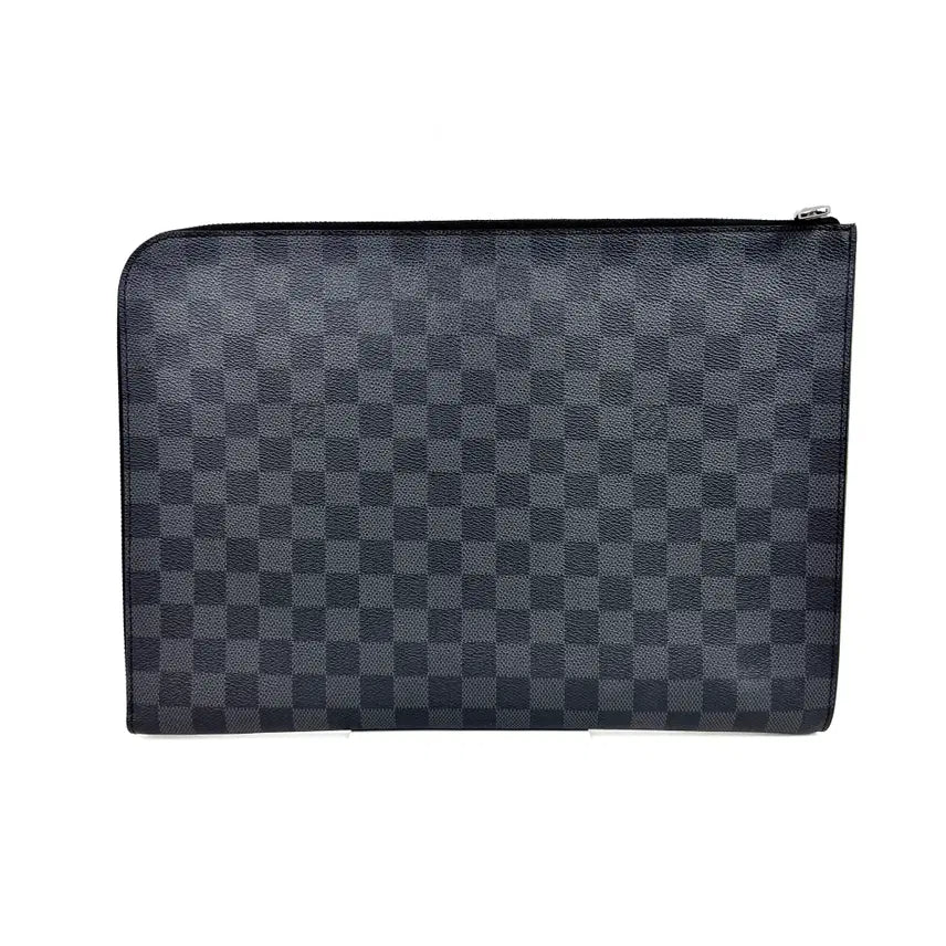 [BUNJANG] Louis Vuitton Damier Graphite Pochette Jour GM Canvas Clutch N64437 / 루이비통 다미에 그라파이트 포쉐트 주르 GM 캔버스 클러치 N64437