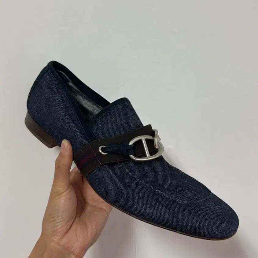 [BUNJANG] Miu Miu 90s Chain Denim Loafers / [280] 90s 미우미우 체인 데님 로퍼