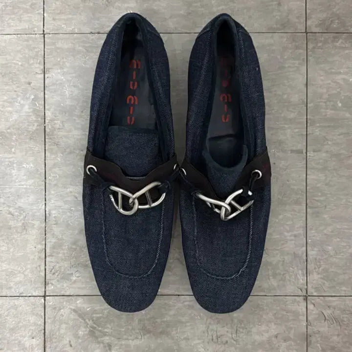 [BUNJANG] Miu Miu 90s Chain Denim Loafers / [280] 90s 미우미우 체인 데님 로퍼