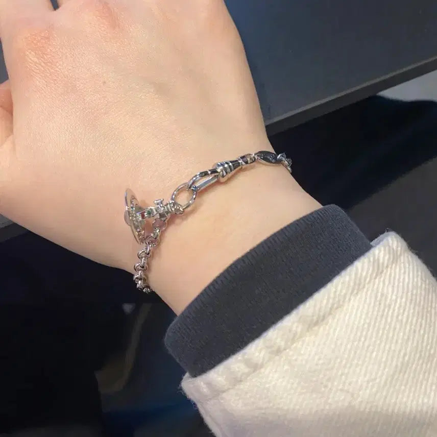 [BUNJANG] Vivienne Westwood Saturn Silver Bracelet / 비비안 웨스트우드 패션 새턴 실버 팔찌