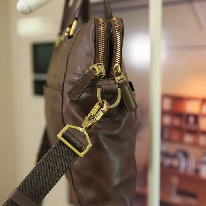 [BUNJANG] Tumi Brown Leather Briefcase / 투미 정품 브라운 가죽 크로스 서류가방