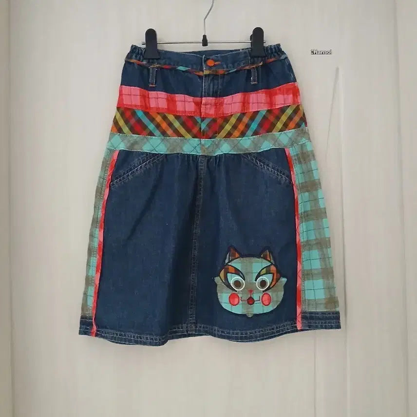 [BUNJANG] Oilily Patchwork Denim Skirt / 오일릴리 패치워크 데님 스커트