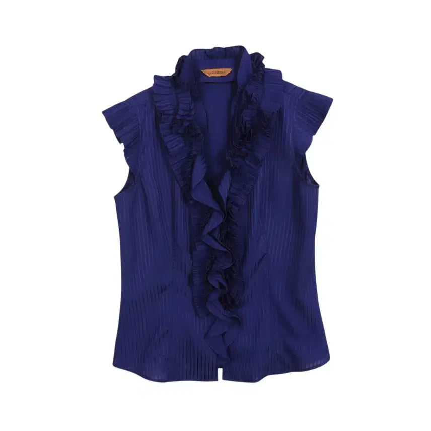 [BUNJANG] Clairmont Lace Frill Blouse Navy / 여성55/ 끌라몽뜨 레이스 프릴 블라우스 NV 37-162