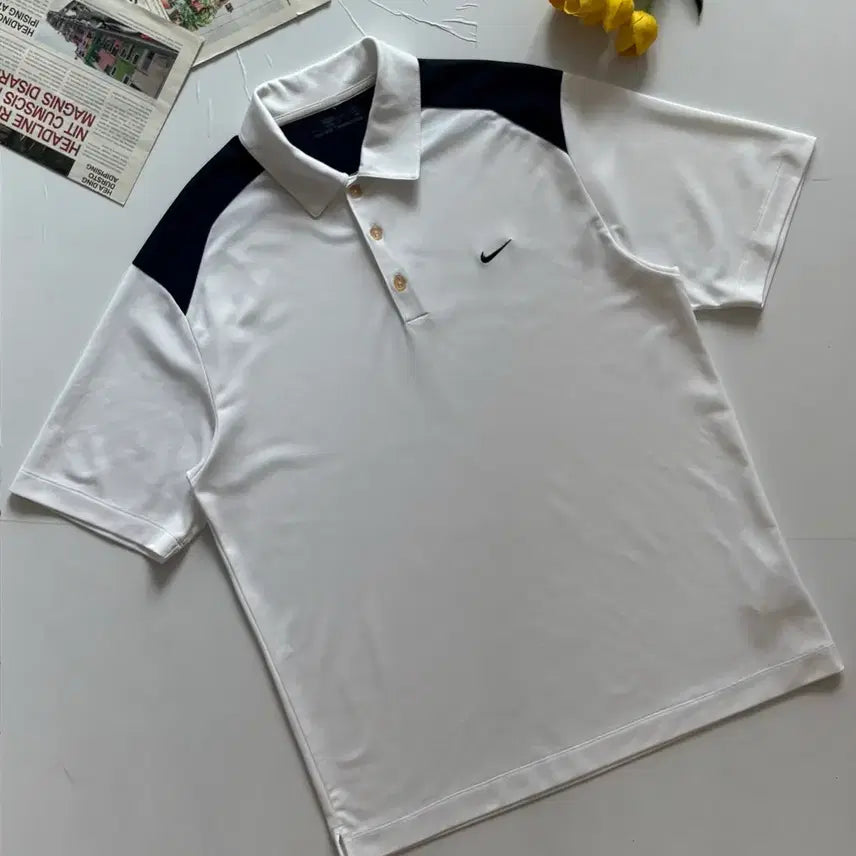 [BUNJANG] Nike Dry-Fit White Polo Shirt / Nike 나이키 Dry-Fit 화이트 카라티