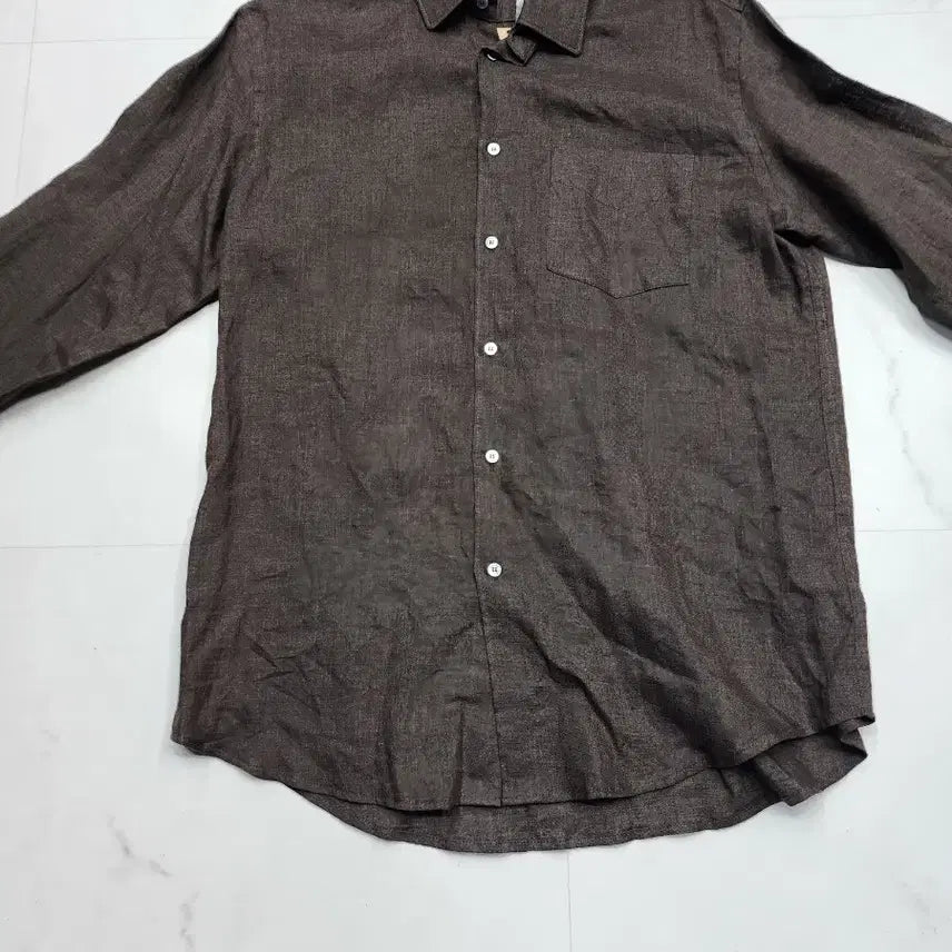 [BUNJANG] Hansstyle Brown Linen Long-Sleeve Shirt Size S / 한스스타일 브라운 린넨 긴팔 셔츠 s95
