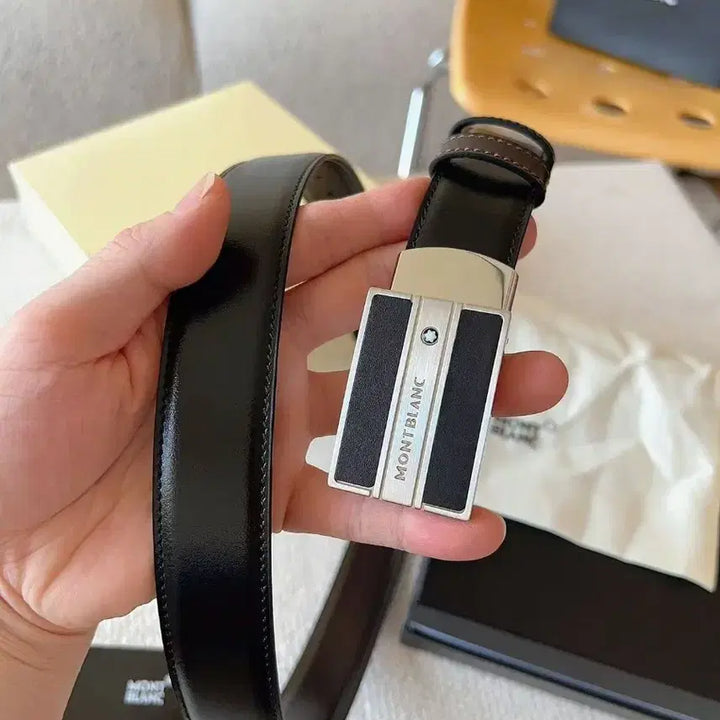 [BUNJANG] Montblanc Leather Belt with Buckle Logo / 몽블랑 벨트