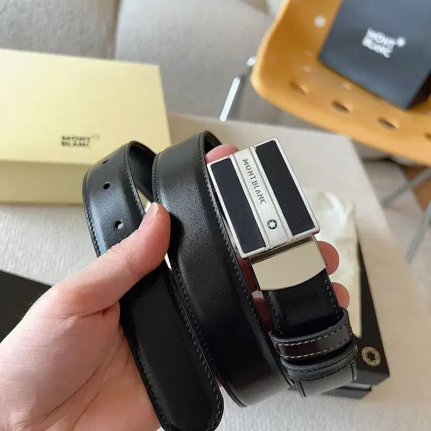[BUNJANG] Montblanc Leather Belt with Buckle Logo / 몽블랑 벨트