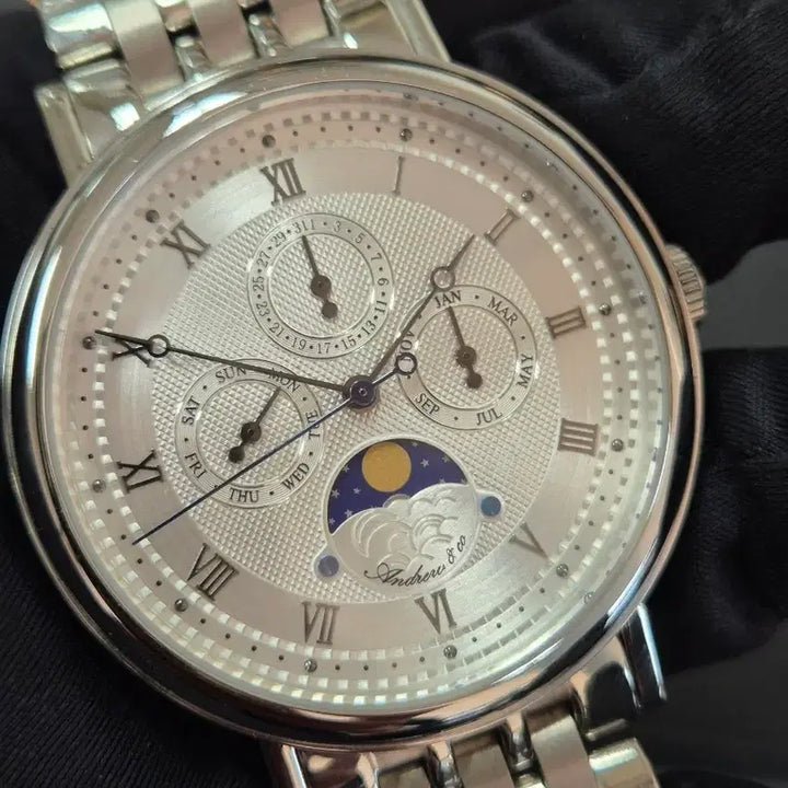 [BUNJANG] Andrew &amp; Co Moonphase AC08000 Stainless Steel Watch / Andrew &amp; co 문페이즈 새상품