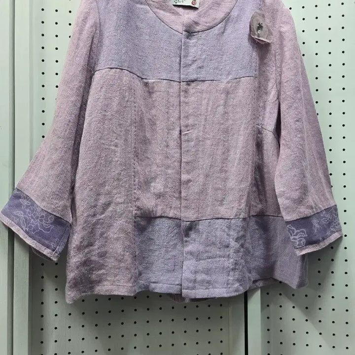 [BUNJANG] Dolsilnai Linen Color-Block Jacket with Flower Brooch / (1491)돌실나이 린넨 배색 자켓 (꽃 브로치)