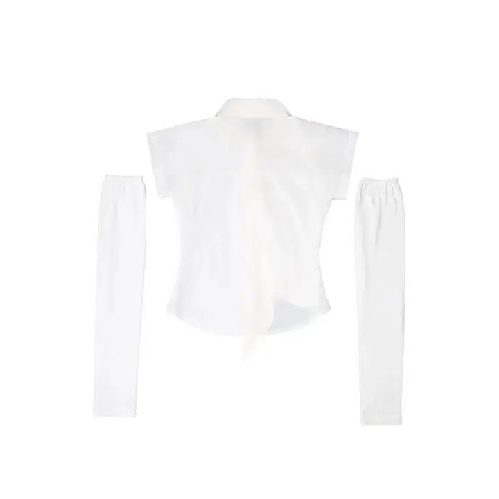 [BUNJANG] OHOS Cap Sleeve Warmer Shirt White / 오호스 캡슬리브 워머 셔츠 화이트