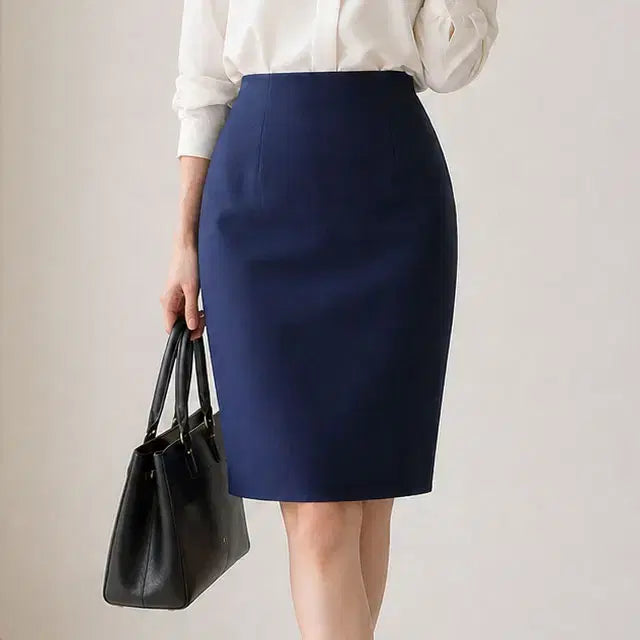 [BUNJANG] Sseshop ST229 Spring/Summer Suit Skirt Navy / 쎄샵 ST229 봄여름용 정장스커트 네이비 55반-1개