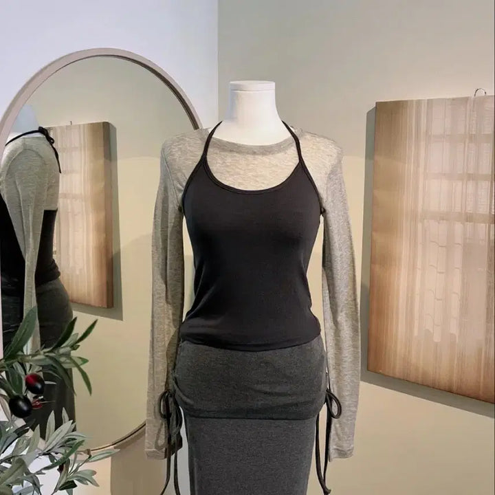[BUNJANG] Two-Piece Bustier Long Skirt Set / 투피스 뷔스티에 롱치마 세트