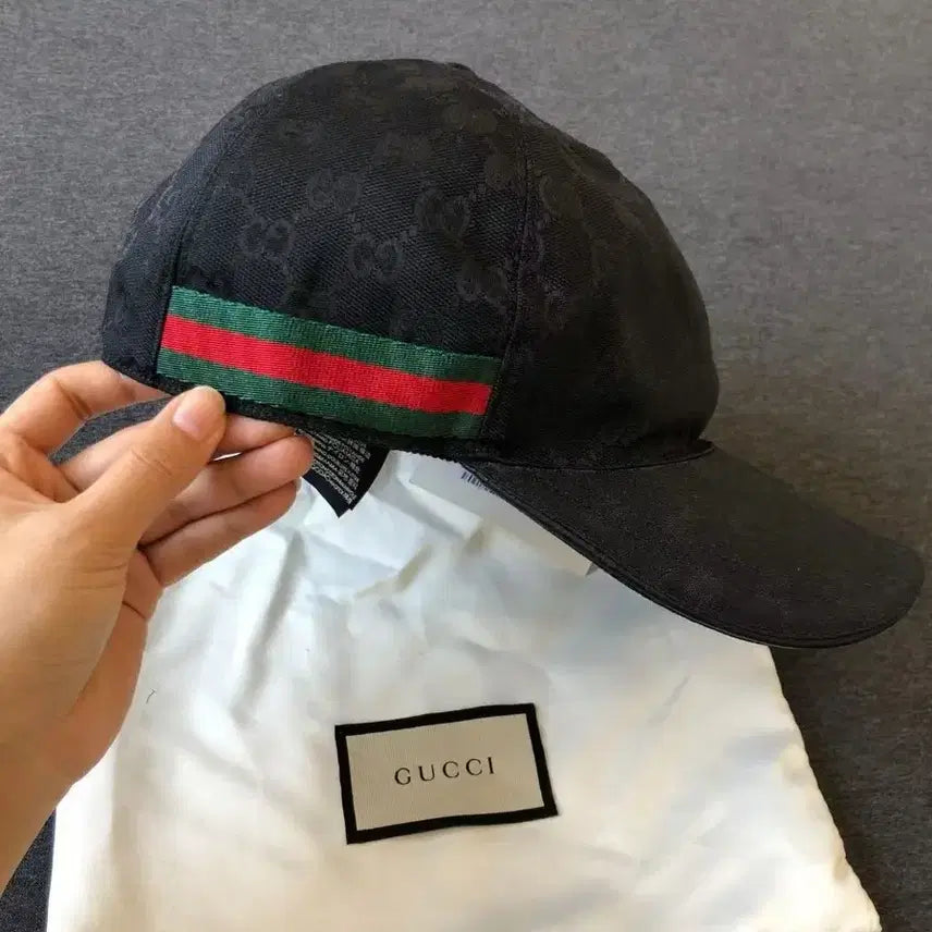 [BUNJANG] Gucci Black Logo Pattern Baseball Cap with Dust Bag / 구찌 모자