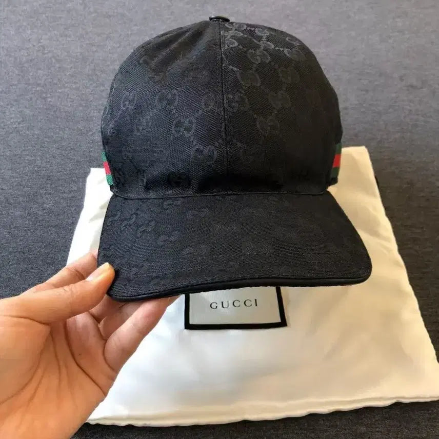 [BUNJANG] Gucci Black Logo Pattern Baseball Cap with Dust Bag / 구찌 모자