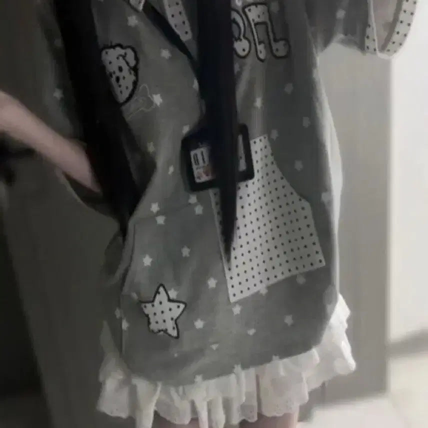 [BUNJANG] POLO Oversized Star Dot T-Shirt (2 Colors) / 서브컬처 귀여운 POLO  오버사이즈 별 도트 티셔츠(2컬러)