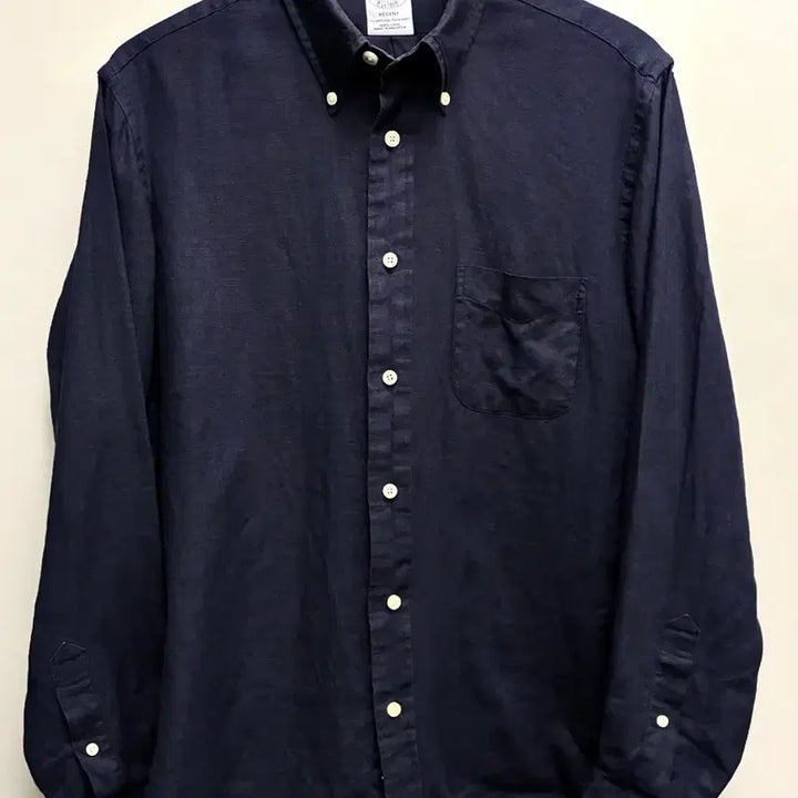 [BUNJANG] Brooks Brothers Regent Fit Pocket Linen Shirt / (M/100)브룩스브라더스 리젠트 네이비 버튼다운 포켓 리넨셔츠