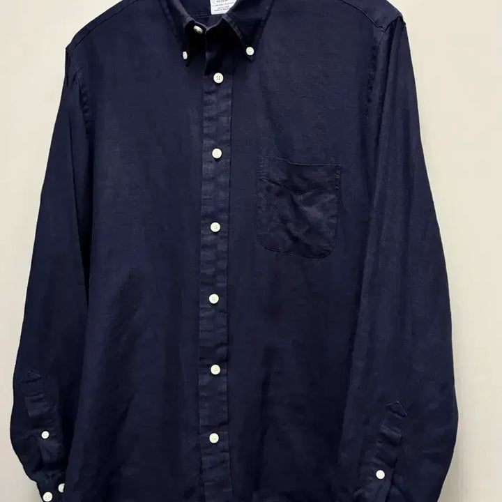 [BUNJANG] Brooks Brothers Regent Fit Pocket Linen Shirt / (M/100)브룩스브라더스 리젠트 네이비 버튼다운 포켓 리넨셔츠