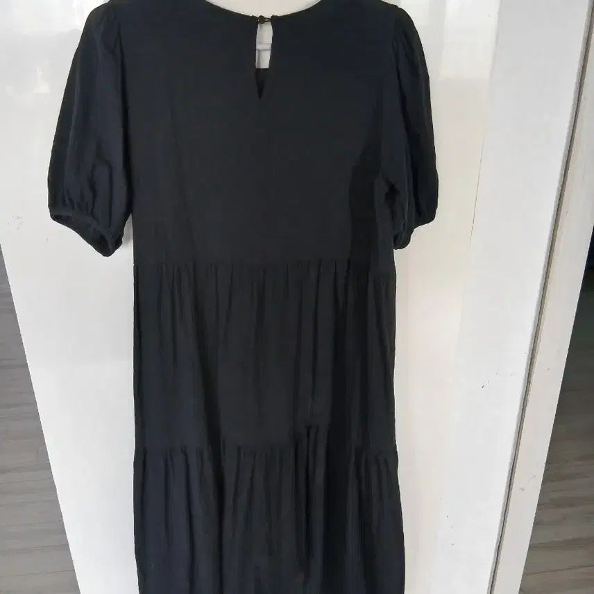 [BUNJANG] Black Tiered Long Dress / 블랙 반팔 캉캉 원피스