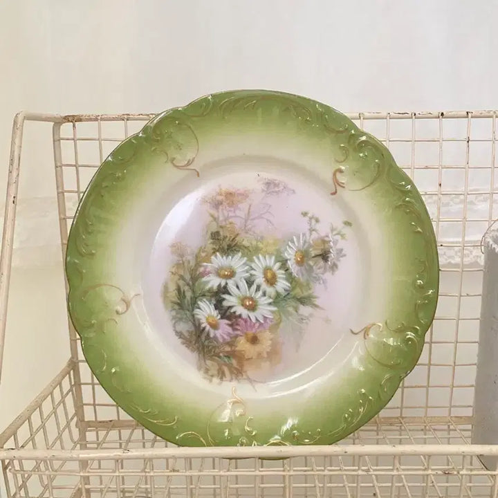 [BUNJANG] German Old Antique Daisy Flower Decorative Plate / 독일 올드 앤틱 데이지꽃 장식접시