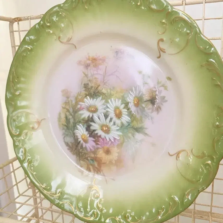 [BUNJANG] German Old Antique Daisy Flower Decorative Plate / 독일 올드 앤틱 데이지꽃 장식접시
