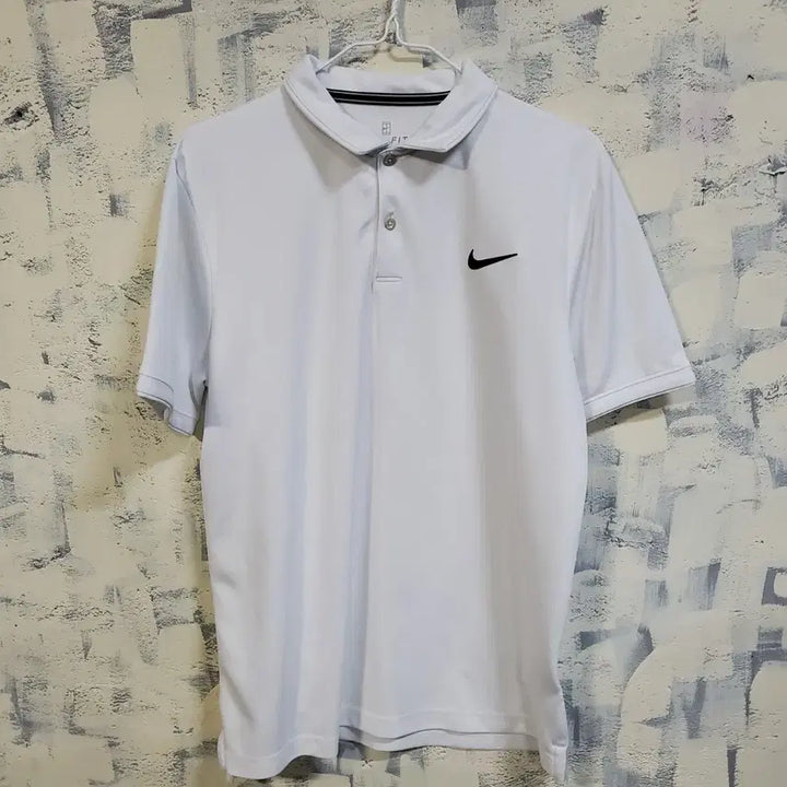[BUNJANG] Nike Dri-FIT Swoosh White Polo T-Shirt L / 나이키 드라이핏 스우시  화이트 카라 반팔티 L