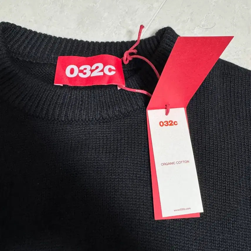 [BUNJANG] 032C Signature Mirror Logo Merino Wool Sweater / 032C 셀피 스웨터 블랙/화이트 (M)