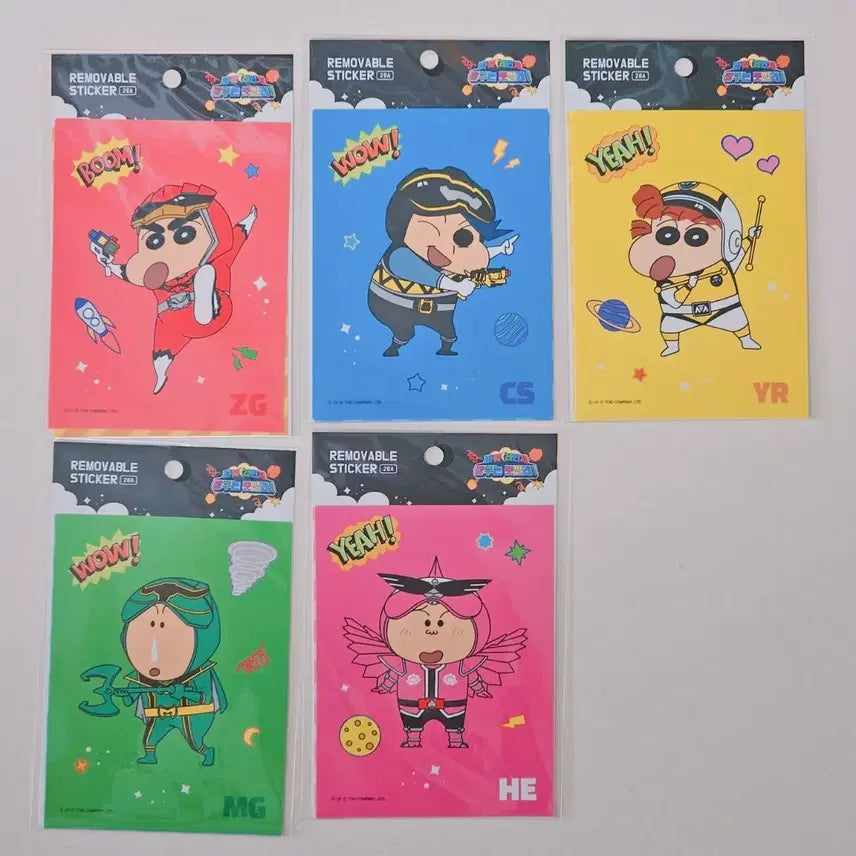 [BUNJANG] Crayon Shin-chan x Power Rangers Collaboration Removable Sticker Set (5 Types, Sealed) / [미개봉품] 파워레인저X짱구 콜라보 리무버블 스티커 5종